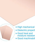 Image of 4x6 Inch Double Sided Copper Clad Laminate PCB Boards with text highlighting mechanical and heat properties.