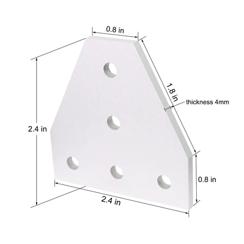 10 Series 1010 Aluminum Extrusion Corner Bracket Kit with dimensions 2.4x2.4 inches, 4mm thickness, shown for DIY frame builds
