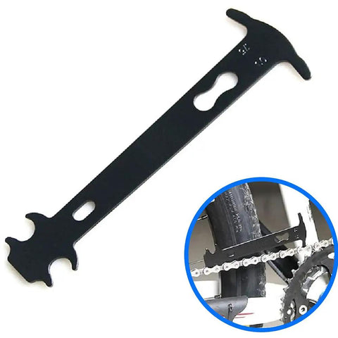 3 In 1 Bicycle Chain Tool Set With Chain Breaker Wear Checker And Chain Link Plier For City E Bike Mountain MTB And Racing Bikes Pro Grade Heavy Duty Stainless Steel With Non Slip Grip Go To Maintenance Kit showing wear checker for accurate chain wear measurement.