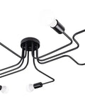 Black Sputnik Ceiling Light Fixture With Eight Adjustable Arms Industrial Semi Flush Mount Chandelier Rustic Retro Metal Lighting