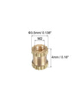 Knurled Brass Insert Nuts For Small Hardware Projects M2 Thread 4mm Long 3.5mm Outer Diameter Female Embedding Inserts Kit
