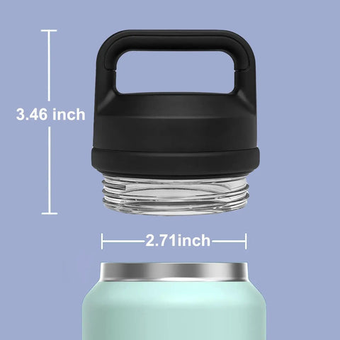 Chug Cap Lid Replacement For Rambler Water Bottle 18 Oz 26 Oz 36 Oz 64 Oz Screw Top Fits Rambler Models with measurements shown