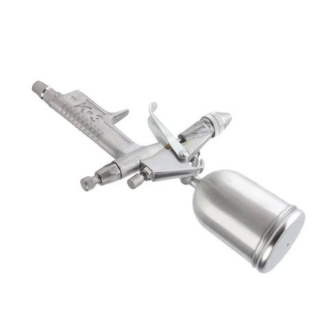 Heavy Duty Professional 0.5mm Mini Pneumatic Spray Gun With Smooth Operator Design And Slick Pro Finish For Auto Bodywork Car Painting And Quick Chip Fixes Total Pro Move, stainless steel body, gravity feed.