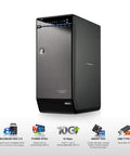 Top Shelf 8 Bay Hard Drive Enclosure Rock Solid Direct Attached Storage Box showing sleek design and USB Type C port.