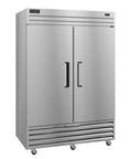Pro Grade Workhorse Commercial Freezer With Hella Durable Stainless Steel Doors And Rear Ducted Airflow Delivering Tight Even Chill For Heavy Duty Kitchen Prep And Smart Temp Checks, upright design with double doors.