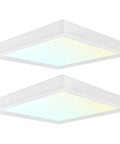 Square 6 Inch LED Flush Mount Ceiling Light Fixture 15W 3 Color Temp Switchable 3000K 4000K 5000K 900 Lumens Dimmable Surface Mount Downlight Damp Rated J Box Install 2 Pack side view