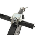 Heavy Duty Socket Fusion Weld Frame For Large Tubes 63-200 PE Heat Welding, Aluminum And Iron Construction, 40cm Rack, 28cm Stroke, No-Fuss Clamp System, Easy Pipe Fix And Precise Positioning close-up of clamp and rack