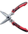 UrbanHui 7-In-1 Electrician Pliers High Carbon Steel Wire Stripper Cutting Crimping Tool with red and black rubber grips.