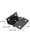 Built Tough Four Pack Black Five Hole Folding Shutter Hinges For Heavy Duty Cabinet Drawer And Furniture Projects Including Storage Box Hardware Featuring No Sweat Installation And Rust Proof Finish, black hinge with measurements.