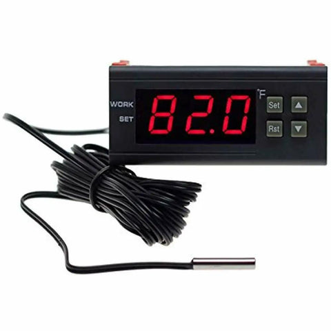 12V Fahrenheit Digital Temperature Controller With NTC 10K Sensor, 1 Relay, 10A, Easy Setup, Fahrenheit Display shown