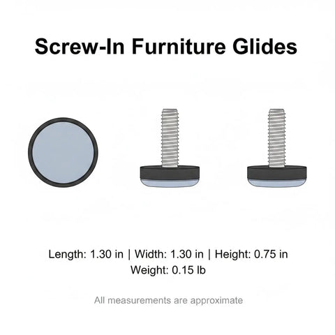 Diagram of PTFE Screw-In Furniture Glides 0.75 Inch Round Blue Floor Protectors For Hardwood And Tile with measurements.