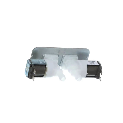 Washer Water Inlet Valve WH13X27295 Replacement, durable brass OEM quality, close-up showing dual nozzles and connectors