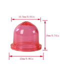 Pink primer bulb with dimensions for Premium Fuel Line Hose Tubes For 2 Cycle Small Engines Four Sizes Per Two Feet Fits Chainsaws Blowers