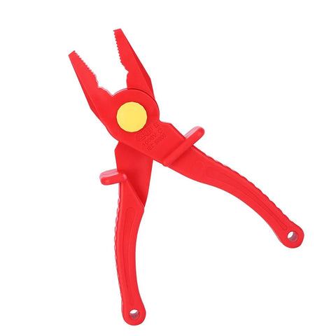 Heavy Duty 1000V Insulated Needle Nose Pliers Rock Solid Wire Cutter With Rugged Plastic Handles For Live Circuit Work And Top Shelf Precision On Any Quick Electrical Job, showing red handles and jaws.