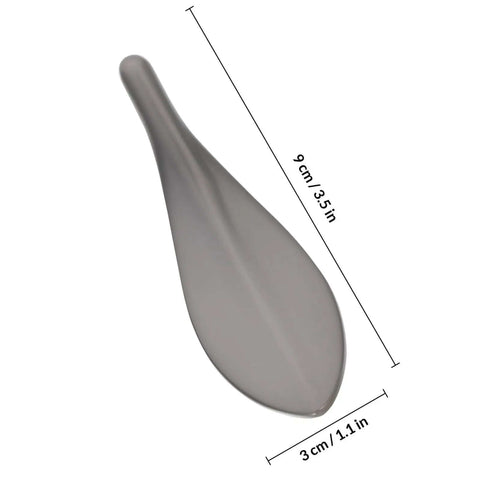 Dope Loquat Leaf Zinc Alloy Cabinet Pull in Pearl Gray Finish showing dimensions, 9cm by 3cm