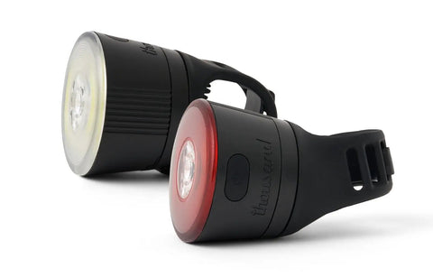 Traveler 2.0 Magnetic Bike Light Headlight For Bicycles And E Bikes High Lumen Rechargeable LED black front and red rear view
