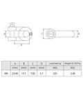 Technical diagram of One Quarter Inch D Ring Shackles Twenty Pack In 304 Stainless Steel Screw Pin Bow Shackle with specifications.