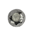 Top view of chrome knob handle from Remodel Kit For Gerber 3-Handle Tub And Shower Faucets With Chrome Knob Handles, Includes 11B 1H C And 11B 4D Stems And Seats, Brass Construction For Durability And Easy Replacement.