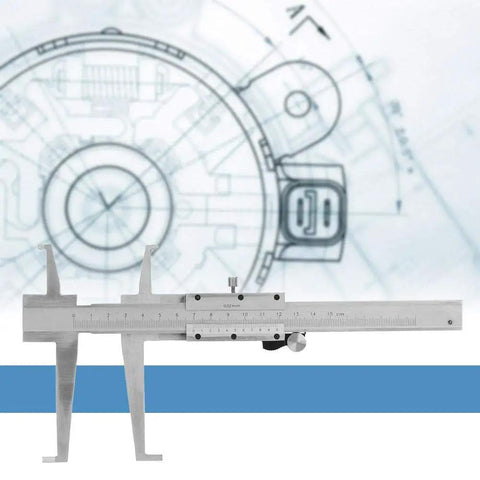 Inner Vernier Caliper 9 To 150 mm Range For Inner Hole Measurement, Carbon Steel Tool, Engineering Blueprint Background