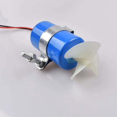 RC Jet Boat Underwater Thruster Motor 7.4V 16800 RPM CW CCW 3 Blade Propeller with blue casing and white propeller