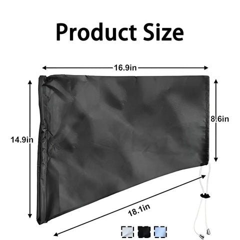 Top Tier EV Charger Plug Cover With Tight Magnetic Seal Waterproof Outer Shell Blocking Rain Sun UV And Snow Hella Durable Polyester Fabric Keep Your Gear Safe In Black, dimensions displayed.