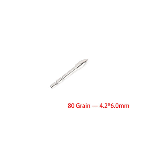 80 grain Pro Grade Durable Stainless Steel Archery Insert Arrow Points 4.2mm Glue In 24 Pack with 4.2mm diameter