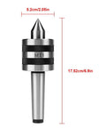 MT3 live center, front view; heavy-duty Morse taper 3, alloy steel, 3000 RPM