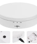 White Electric Rotating Display Stand For Jewelry Watches And Cosmetics Automatic Turntable Showcase with buttons and USB port.