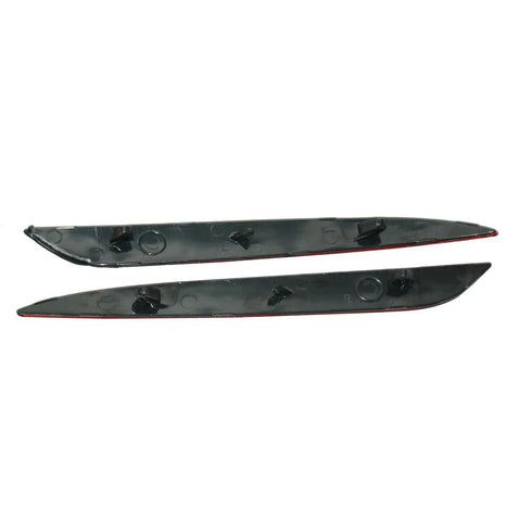 Sleek Red Rear Bumper Reflectors For Tesla Model 3 2017 Through 2022 Clean Lines showing underside with mounting clips.