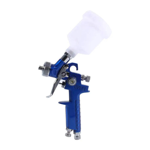 Blue Gravity Feed Hvlp Mini Air Spray Gun With 0.8Mm Nozzle For Auto Touch Ups And Crafts lightweight stainless steel body details.