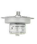 Front view of Dope High Torque JS-50 DC Gear Motor With Speed Reduction, 6V Operation, 8 RPM Output, iron housing, and double flat shaft.
