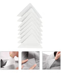 240 Pack Pvc Collar Stays For Mens Dress Shirts Invisible Anti Curl Adhesive Tabs displayed in stacks with application examples.