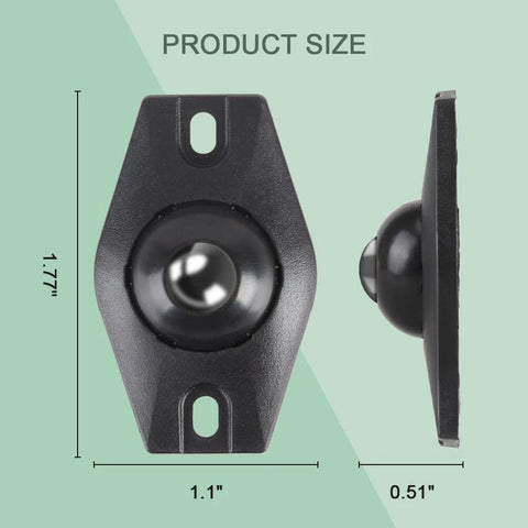 16 Piece Self Adhesive Caster Wheels For Kitchen Appliances And Small Storage Boxes shown with size dimensions in black