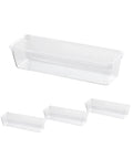 Clear Plastic Drawer Organizers Set With Stackable Bins For Kitchen Utensils Makeup And Office Supplies Slim Low Profile Design Fits Dresser And Bathroom Cabinets Non Slip Base For Tidy Flexible Drawer Organization