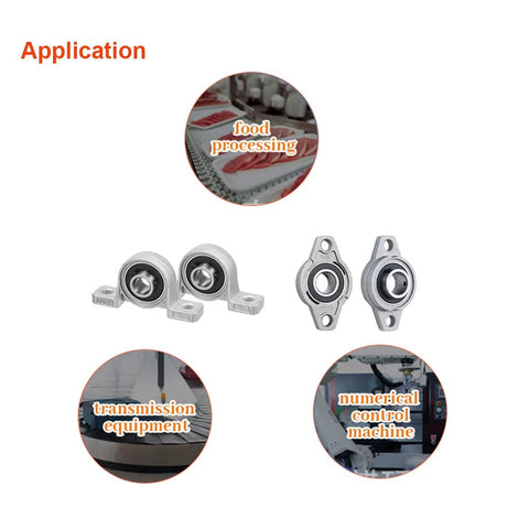 HiPicco KP001 pillow block bearing set of 4, flange-mounted, bore 12mm, zinc alloy plummer block for 12mm shaft