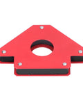 Heavy Duty 5 Inch Welding Magnetic Holder With Strong 75 Lbs Grip For Metal Fabrication Projects top view showing red metal design and angle support.