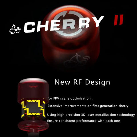 Cherry2 5.8G FPV Antenna MMCX RHCP 83mm with laser metallized cherry elements and new RF design graphics