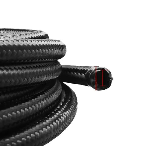 Coiled Three Quarter Inch AN12 Nylon And Stainless Steel Fuel Line Hose With CPE Braiding For Diesel And Gas, Hydraulic Fluid, And Brake System Use