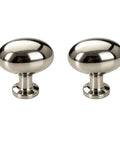 Titanium Silver Mushroom Cabinet Knobs 1.28 Inch Round Zinc Alloy Drawer Knobs Polished Chrome Single Hole Furniture Pulls 2 Pack