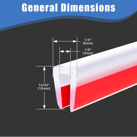 Clear Rubber U Channel Edge Trim Hella Flexible Silicone Peel And Stick Protector dimensions 1/4 inch width, 1/8 inch height.
