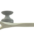 Fanimation Spitfire 54 In Flush Ceiling Fan, Antique Graphite, Light Oak, showing 3-blade design with light oak finish.