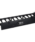 2U Horizontal Cable Manager Enclosure in cold rolled steel with finger duct and dual-hinge cover, black 19-inch high capacity