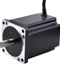 Nema 34 stepper motor for CNC, black housing with silver mounting face and protruding shaft