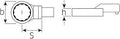 Technical drawing of 46mm Ring Insert Tool For Torque Wrenches With 22mm By 28mm Drive Chrome Plated Finish Bi Hex AS Drive Secure Fixation