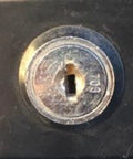 Toolbox Replacement Key for 717 Lock, Custom Cut Brass Key Compatible With CompX Chicago, Ideal for Your Toolbox, 717 Series Lock Access, Verify Code and Manufacturer, shown in 717 lock close-up