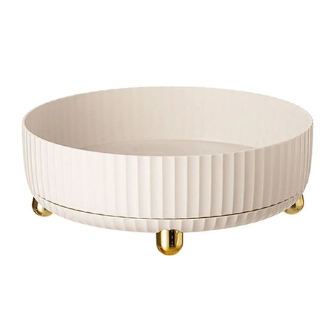 Cream white 360 Degree Rotating Storage Turntable For Kitchen Cabinets And Dressing Table Space Saving Lazy Susan Organizer.