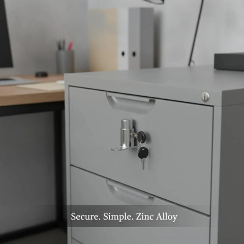 Sleek Silver Zinc Alloy Cam Lock For Cabinets Drawers And Sliding Doors Compact Replacement Hardware With Two Keys installed on drawer