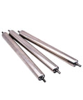 Heavy-Duty Galvanized Steel Gravity Roller Conveyor Roller 25x200mm Replacement Part With 201 Stainless Steel Surface And Rust-Resistant End Caps, shown with three rollers