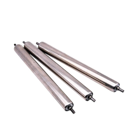 Heavy-Duty Galvanized Steel Gravity Roller Conveyor Roller 25x200mm Replacement Part With 201 Stainless Steel Surface And Rust-Resistant End Caps, shown with three rollers