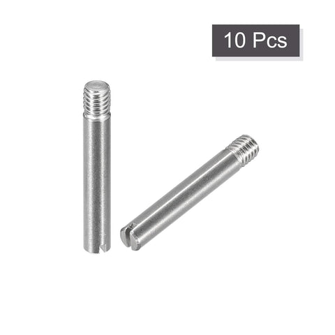 10 Pack M3 X 20mm Slotted Cylindrical Pins With External Thread, 304 Stainless Steel Dowel Pins For Furniture Cabinets And Shelves